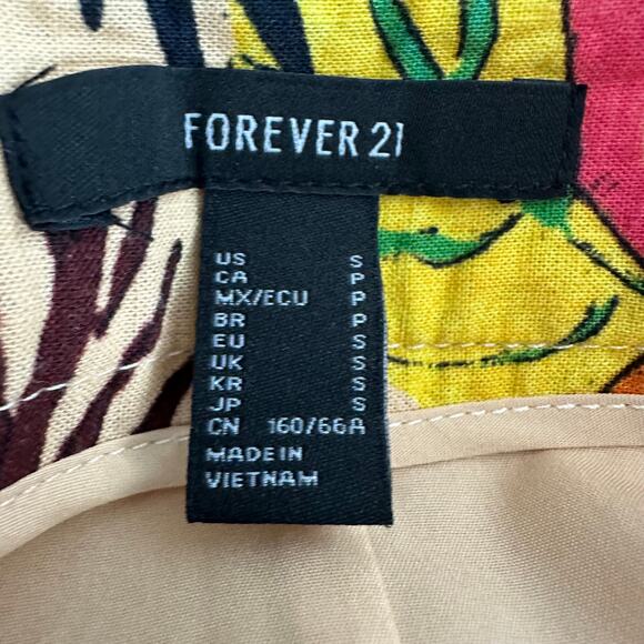 Forever 21 Womens Linen Tiki Tropical Hawaiian Multi Pleated Mini Skirt Small - Picture 6 of 6